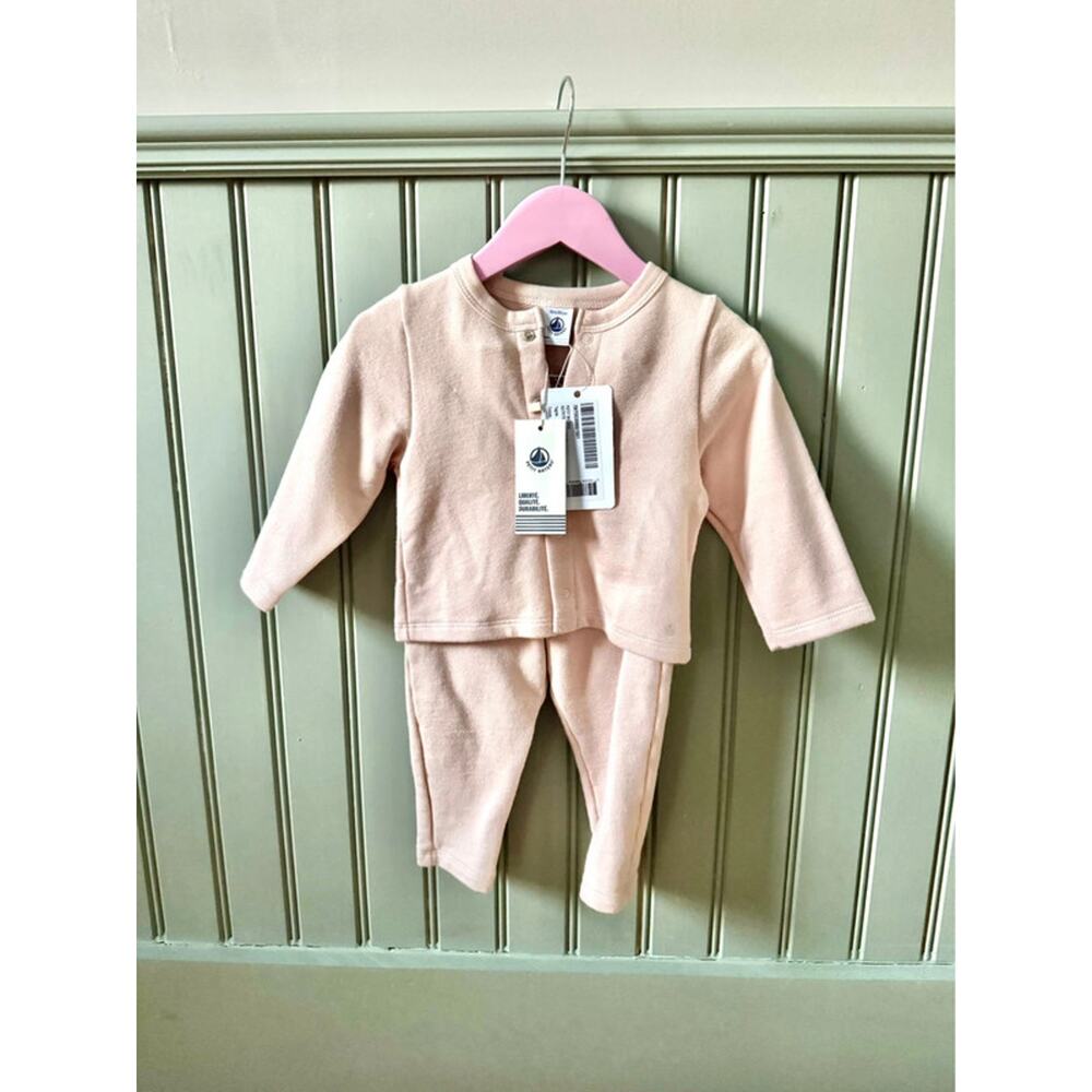 Petit Bateau Baby Pink Cardigan & Lounge Pants Set